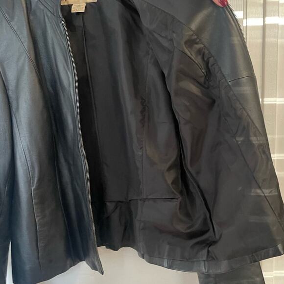 Vintage 90's Apostrophe Black Genuine Leather Jacket in Women's Size 16 - Picture 9 of 10